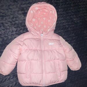 DKNY pink jacket, missing the tag but it is for one year old girl.